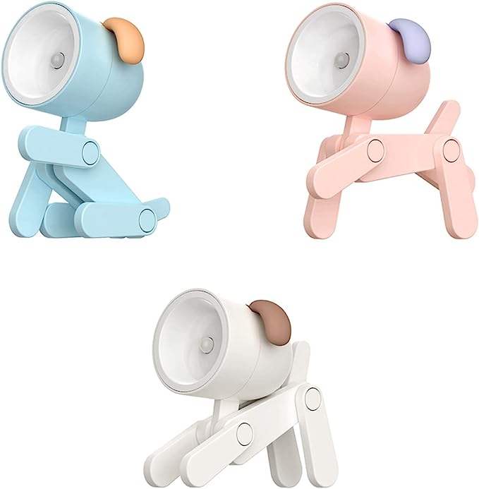 Cute Night Light for Kids, Mini Led Table Desk Lamp, Decorative Lamp Indoor Nightstand, Animal Pet Nightlights, Christmas Decorate Birthday Gifts for Children, Students (Dog 3 Colors-D)